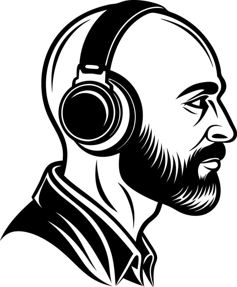 A man with headphones on his head vector