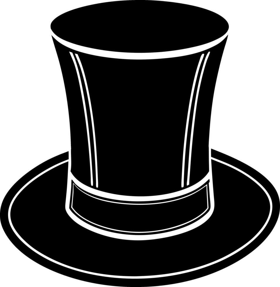 A black hat with a white rim sits on a white plate vector