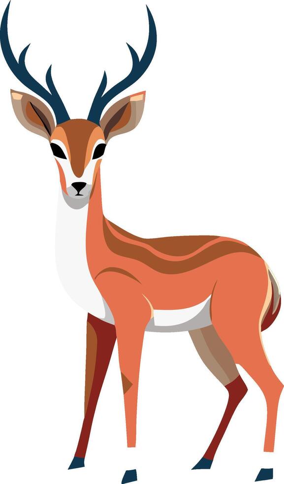 Illustration of a majestic deer standing gracefully with antlers in a minimalistic style vector