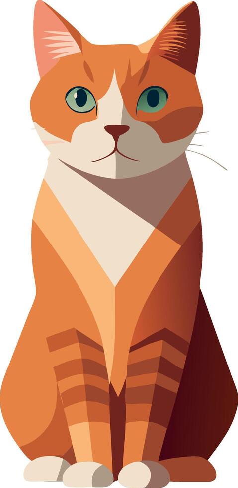 A cartoon cat with green eyes and orange fur is sitting on a white background vector