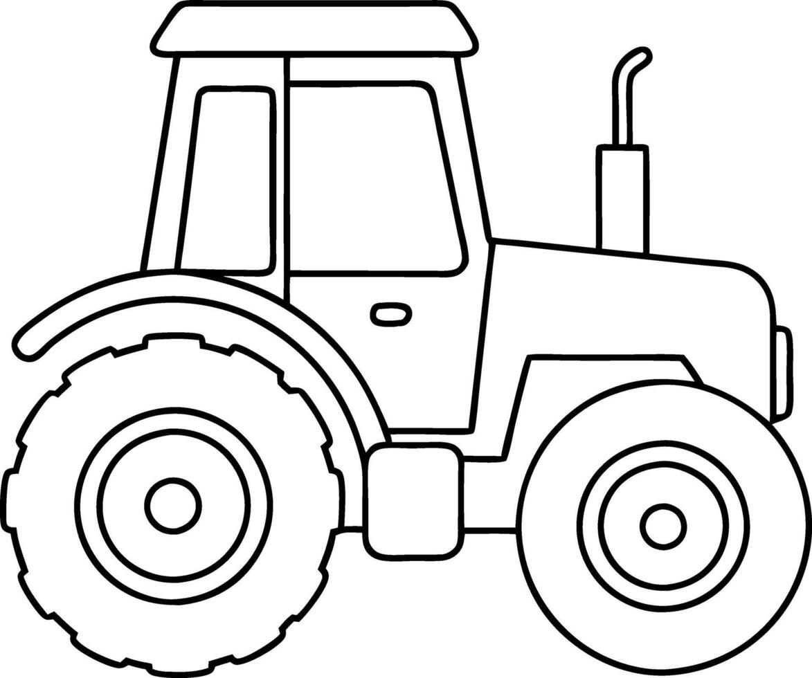 A tractor is shown in a black and white drawing vector