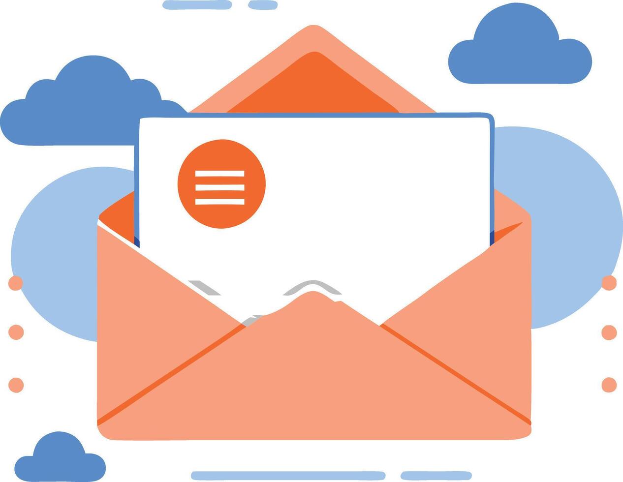 An orange envelope with a white label on it vector