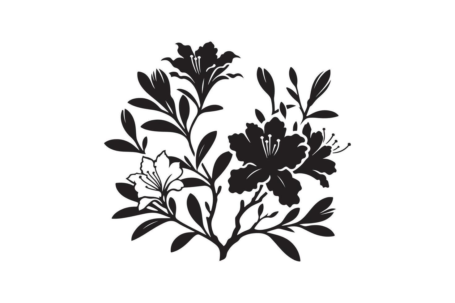 Azalea flower silhouette vector