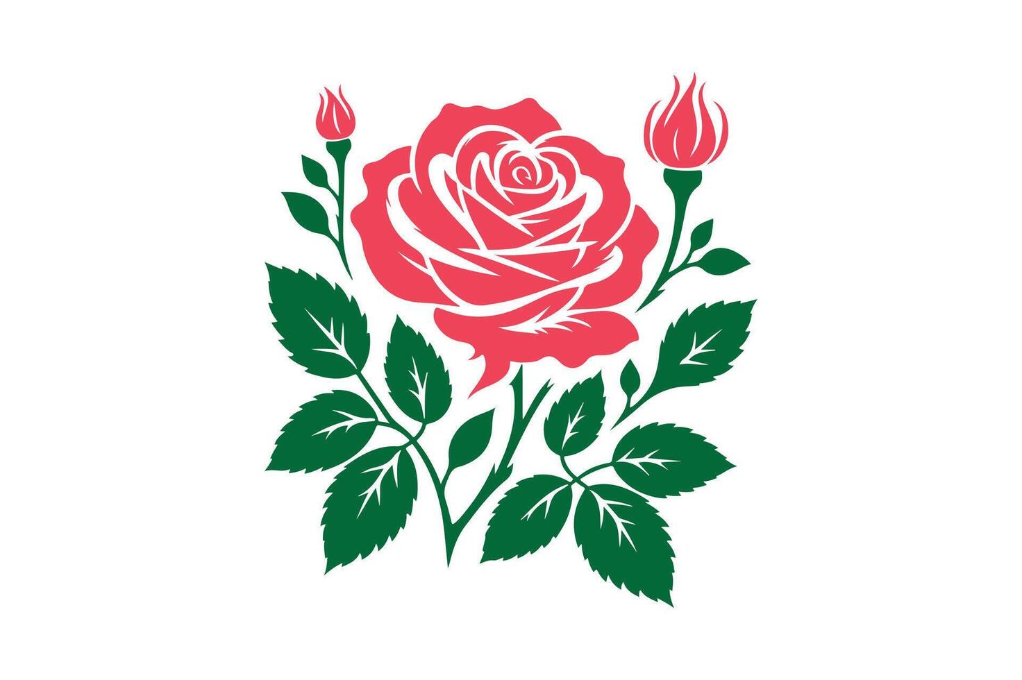 Rose flower silhouette illustration. vector