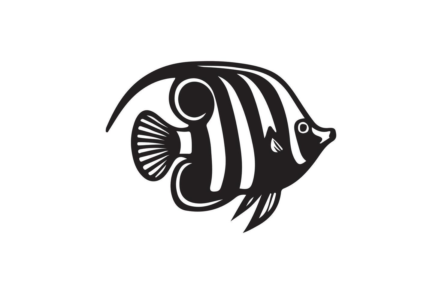 Aquarium Fish silhouette illustration. vector
