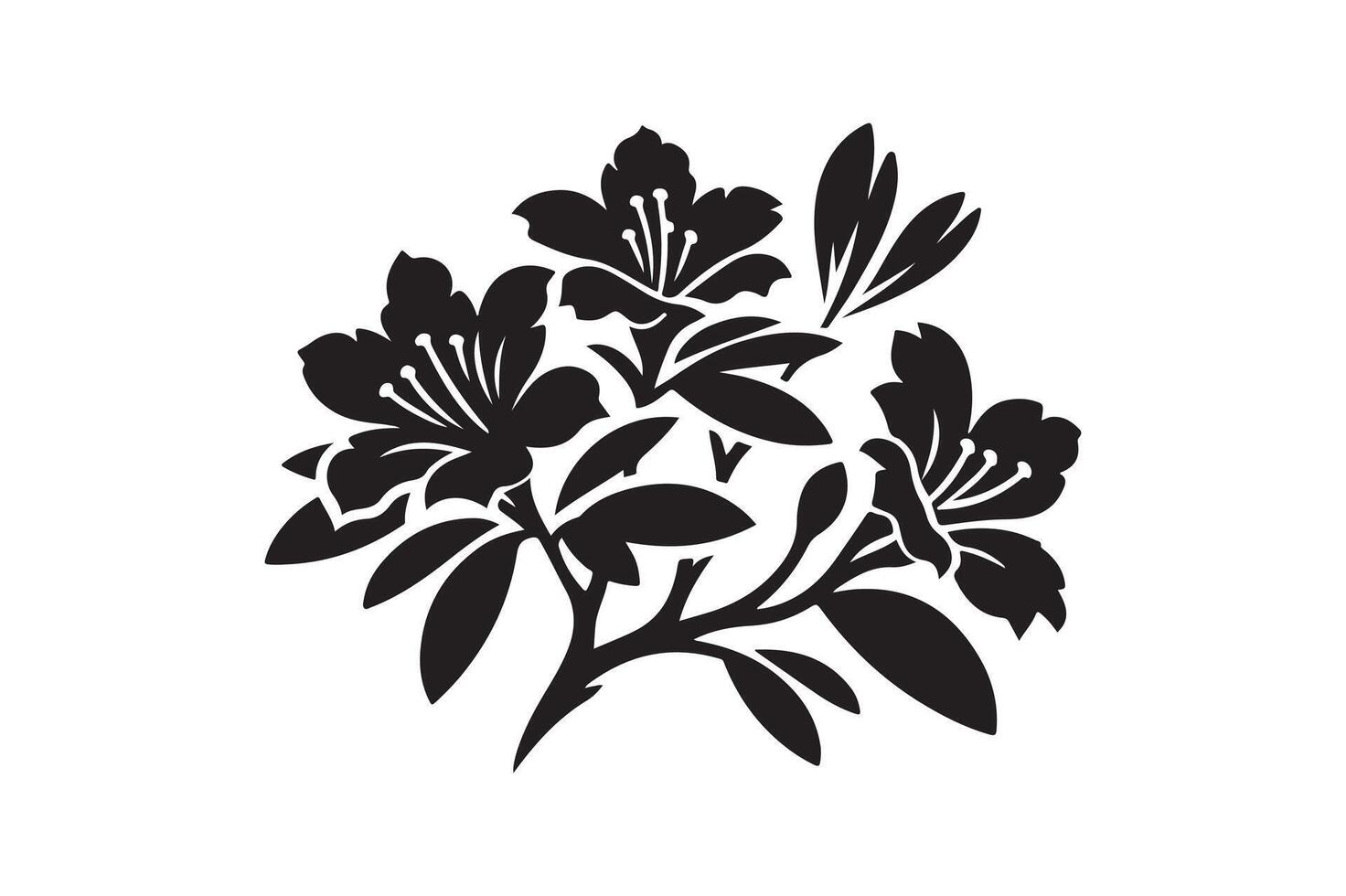 Azalea flower silhouette vector
