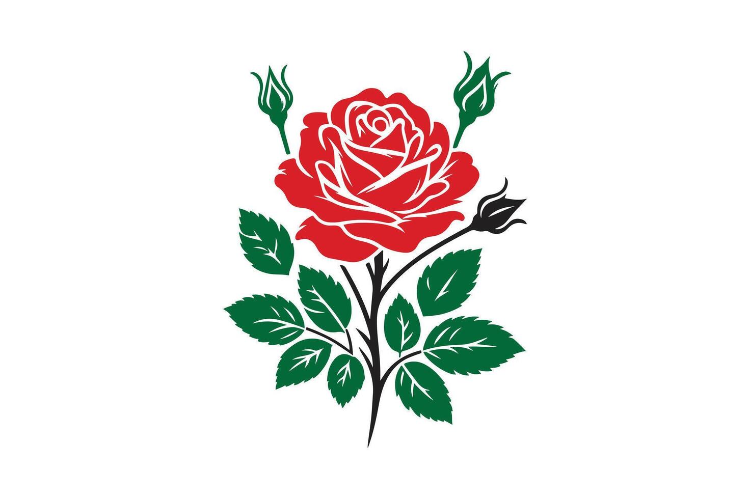 Rose flower silhouette illustration. vector
