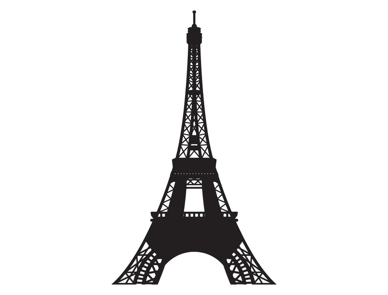Eiffel tower silhouette on white background vector