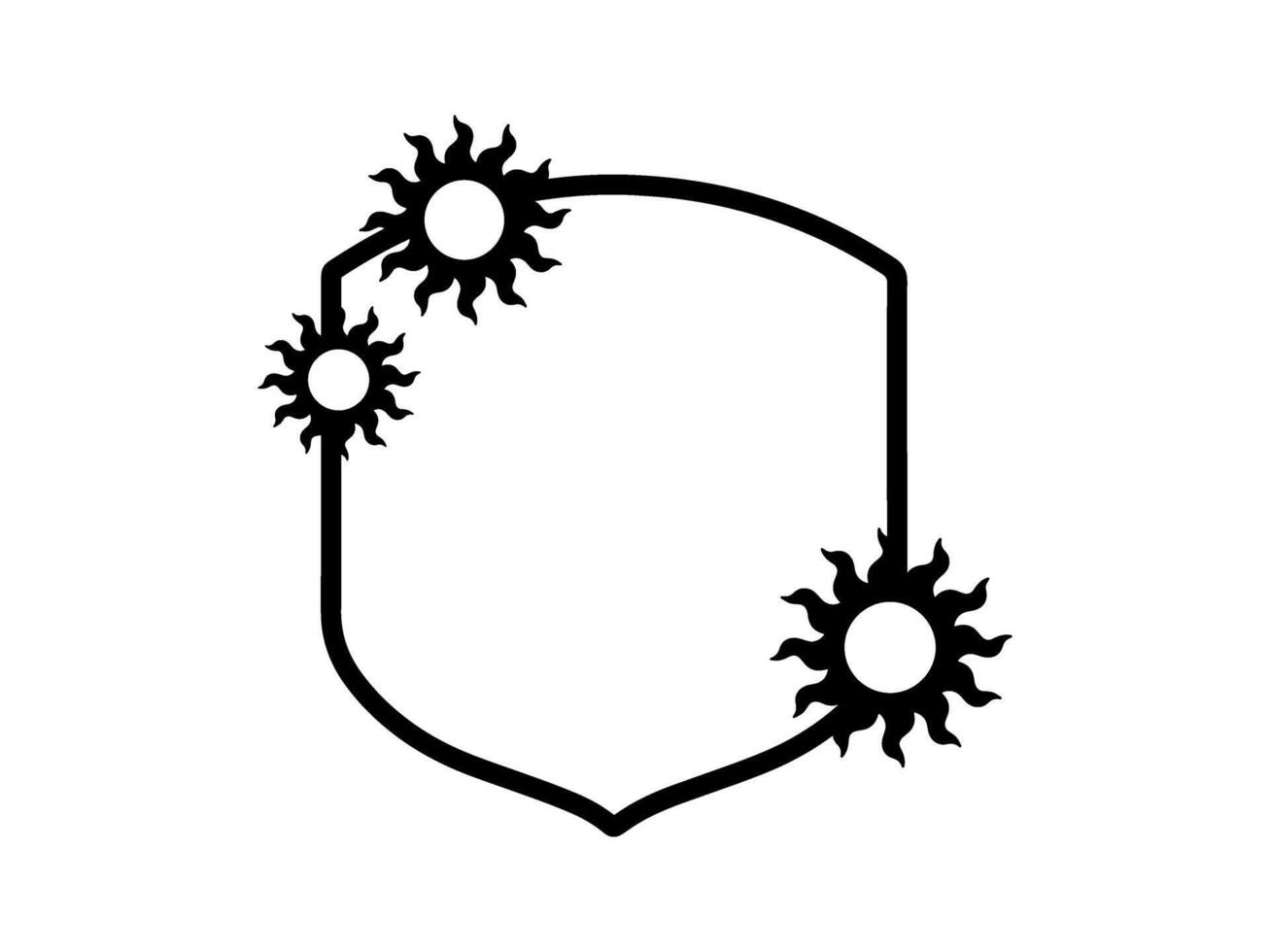 Frame Sun Sketch Line Art vector
