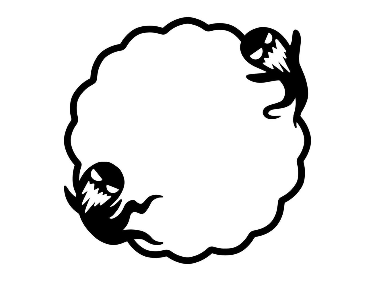Halloween Ghost Line Art Black and White vector