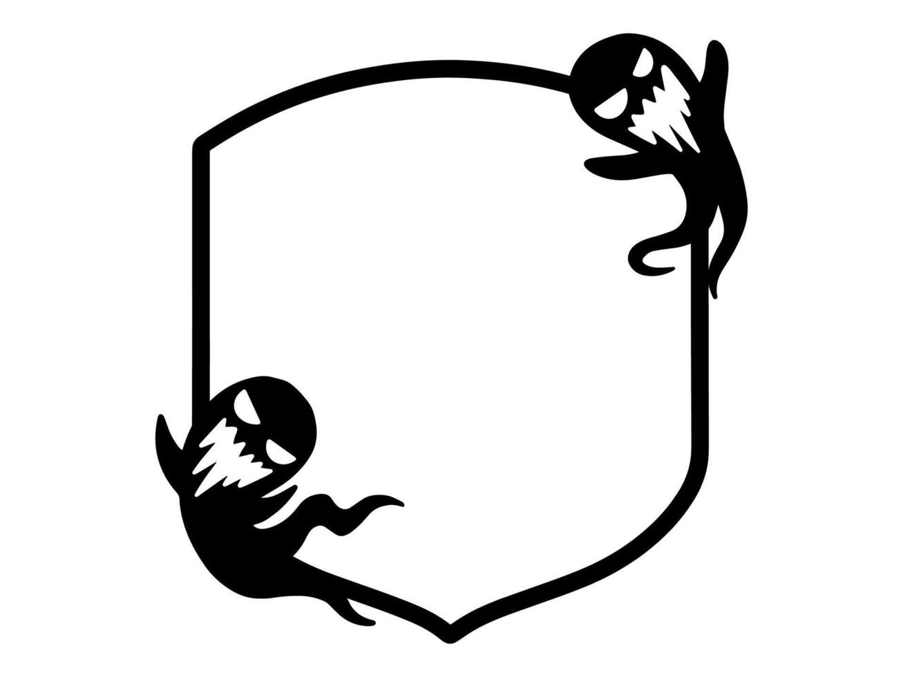 Halloween Ghost Line Art Black and White vector