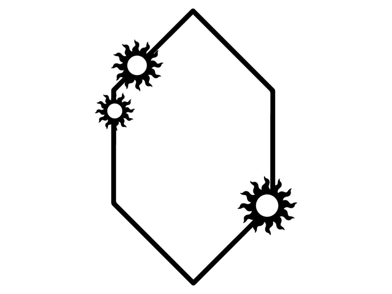 Sun Frame Line Art Illustration vector