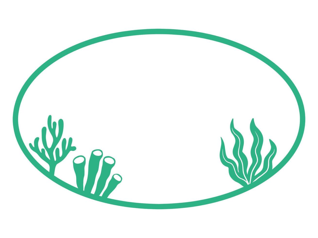 Frame Summer Sea Sketch Line Art vector