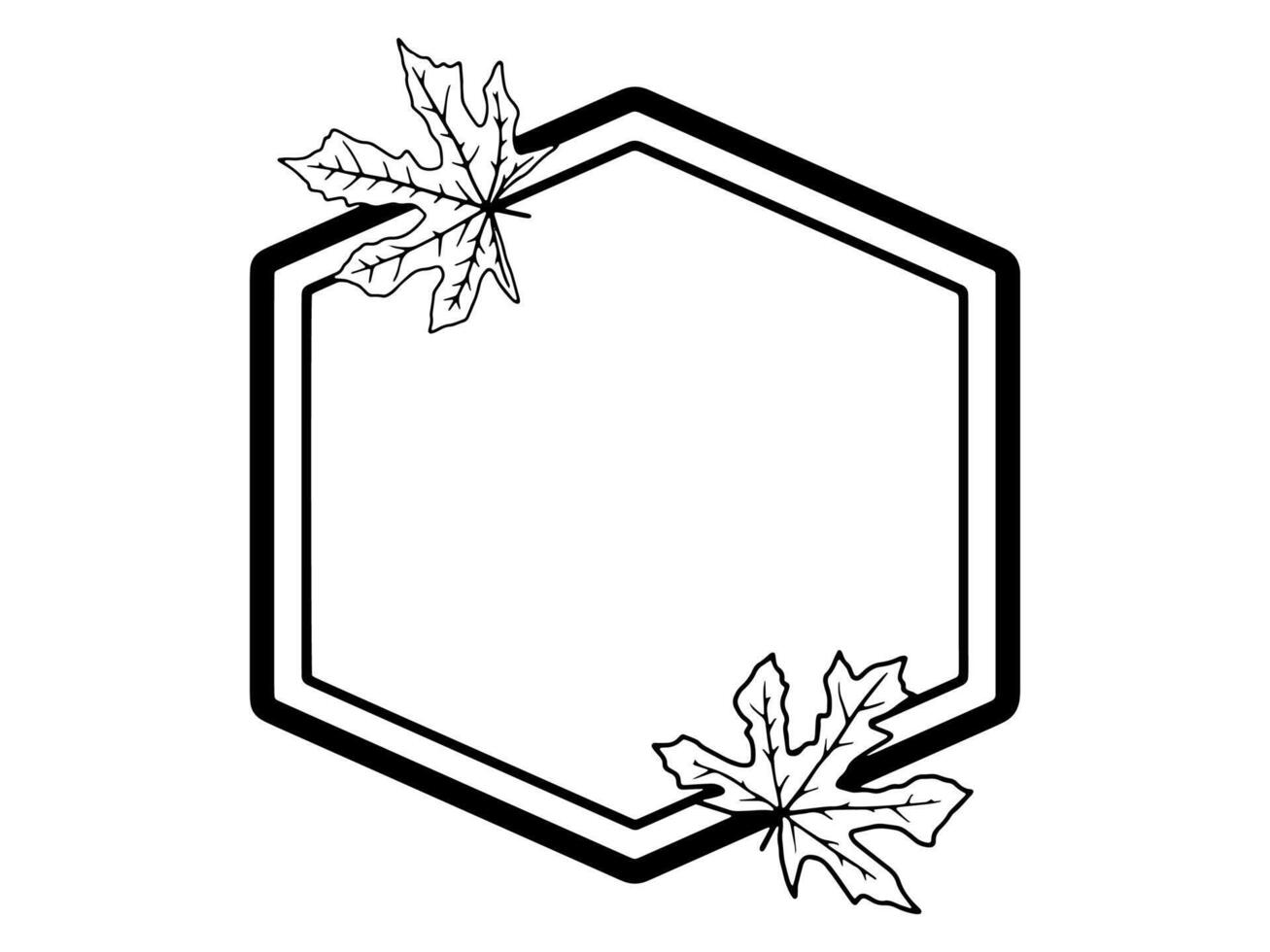 Frame Autumn Leaves Sketch Line Art vector