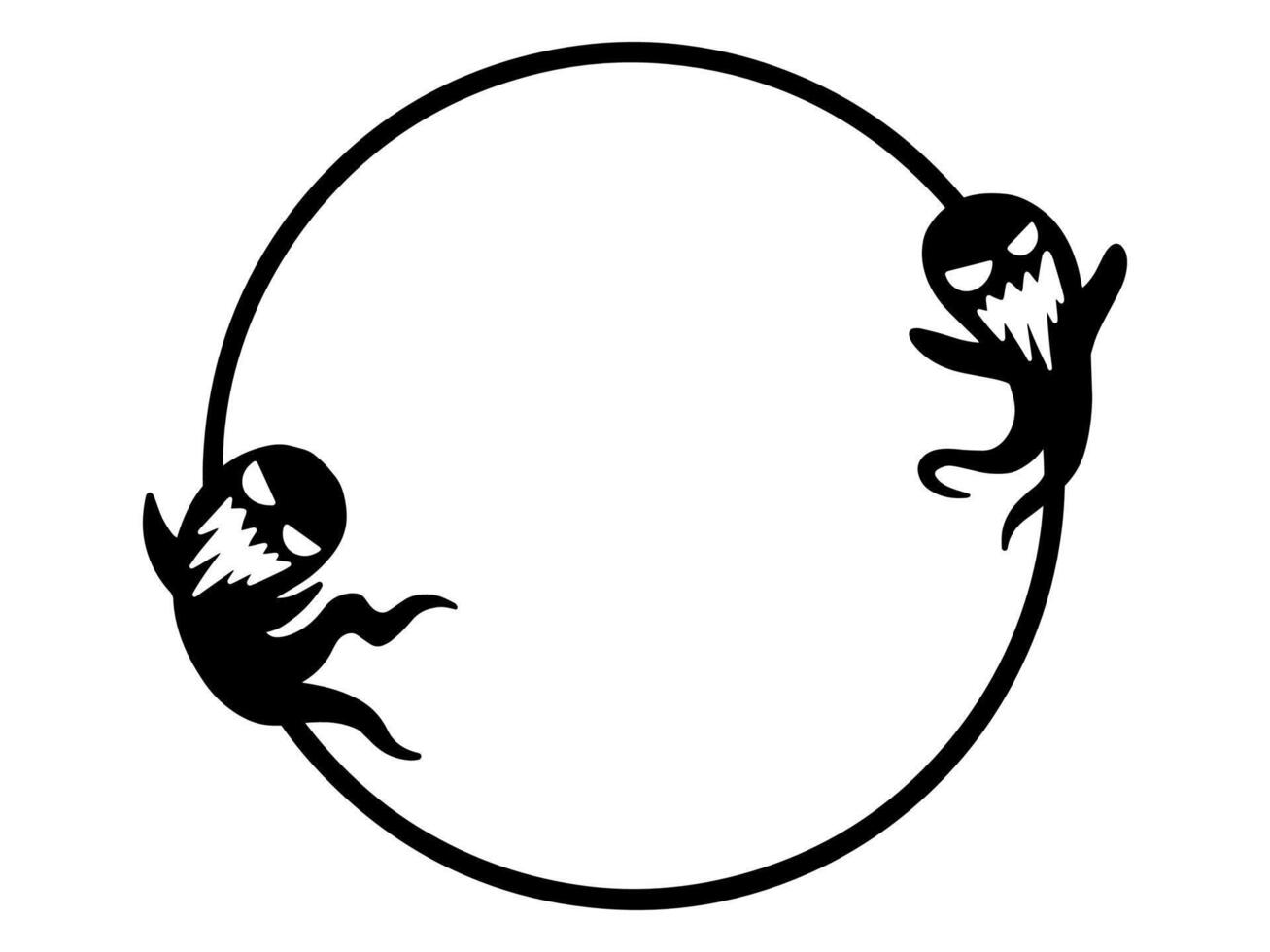 Halloween Ghost Line Art Frame vector