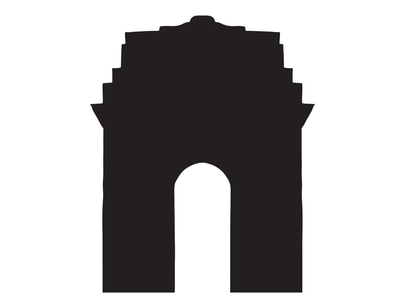 India gate silhouette on white background vector