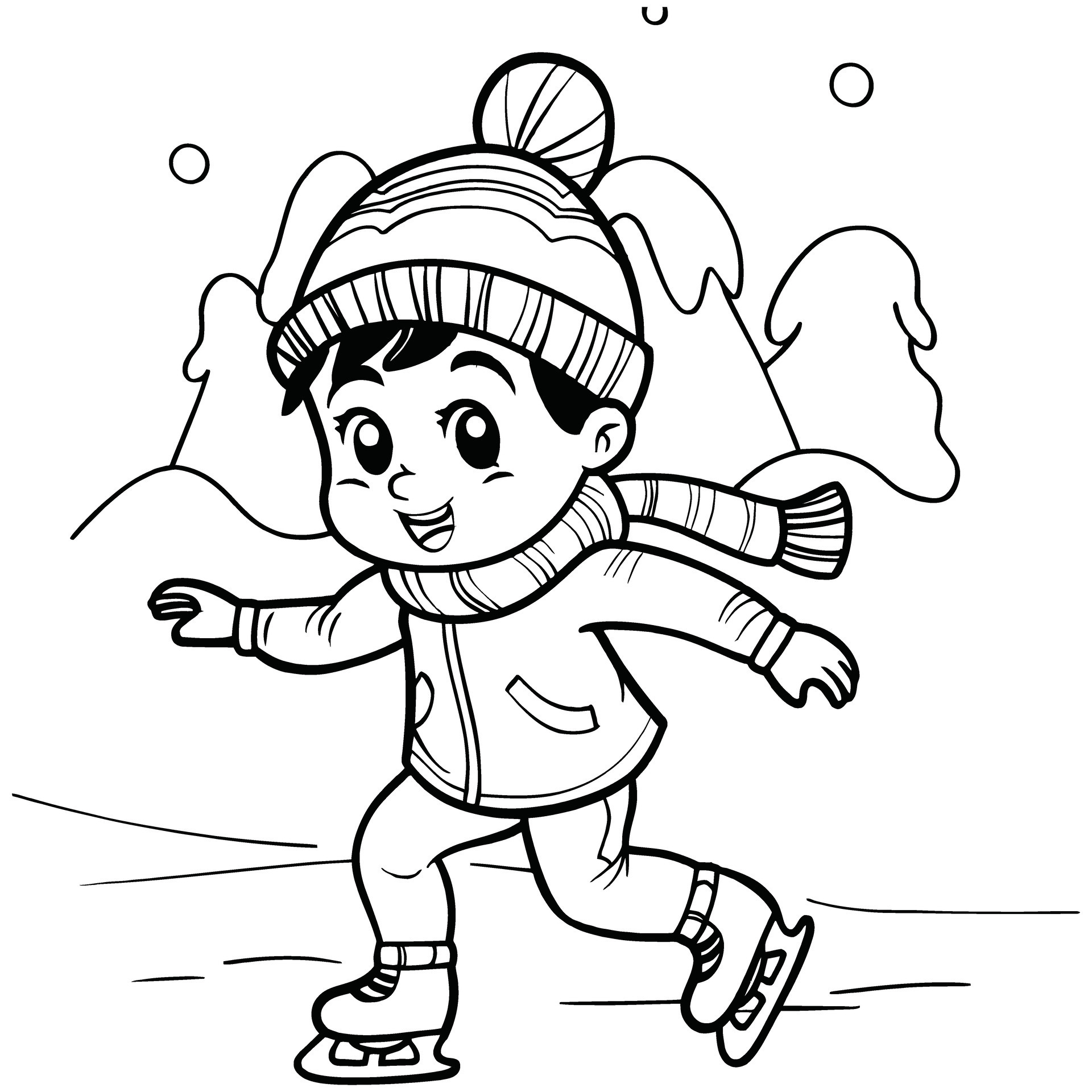 Winter Merry Christmas Kid Ice Skating Coloring Page 47306674 Vector