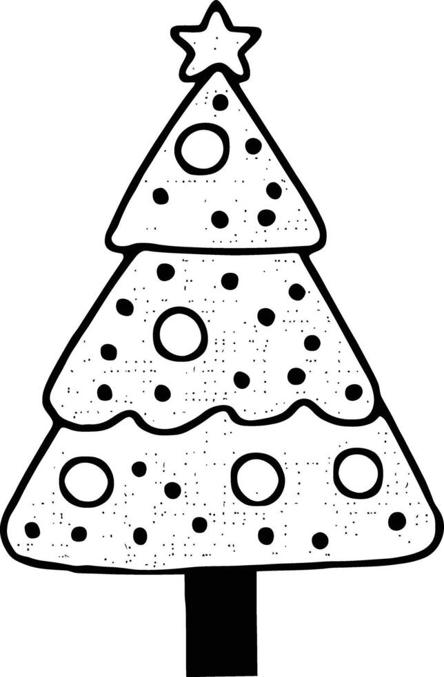 Christmas Tree Line Art , Illustration, Festive Holiday Design vector
