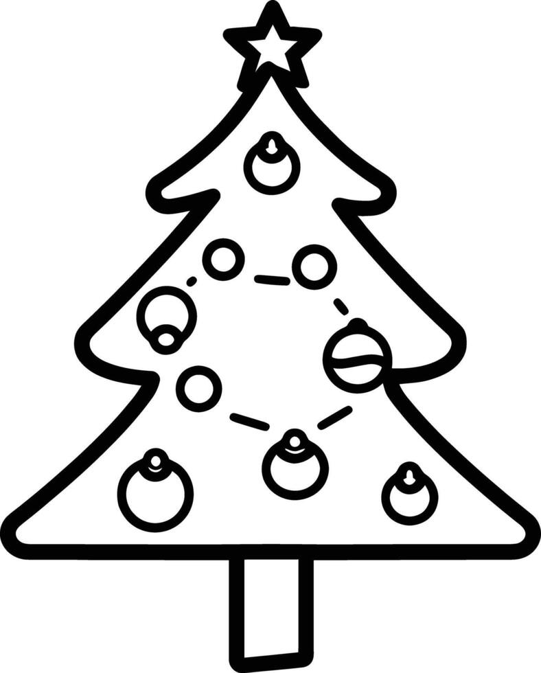 Christmas Tree Line Art , Illustration, Festive Holiday Design vector