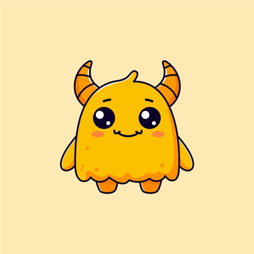 cute and simple yellow horned monster vectors
