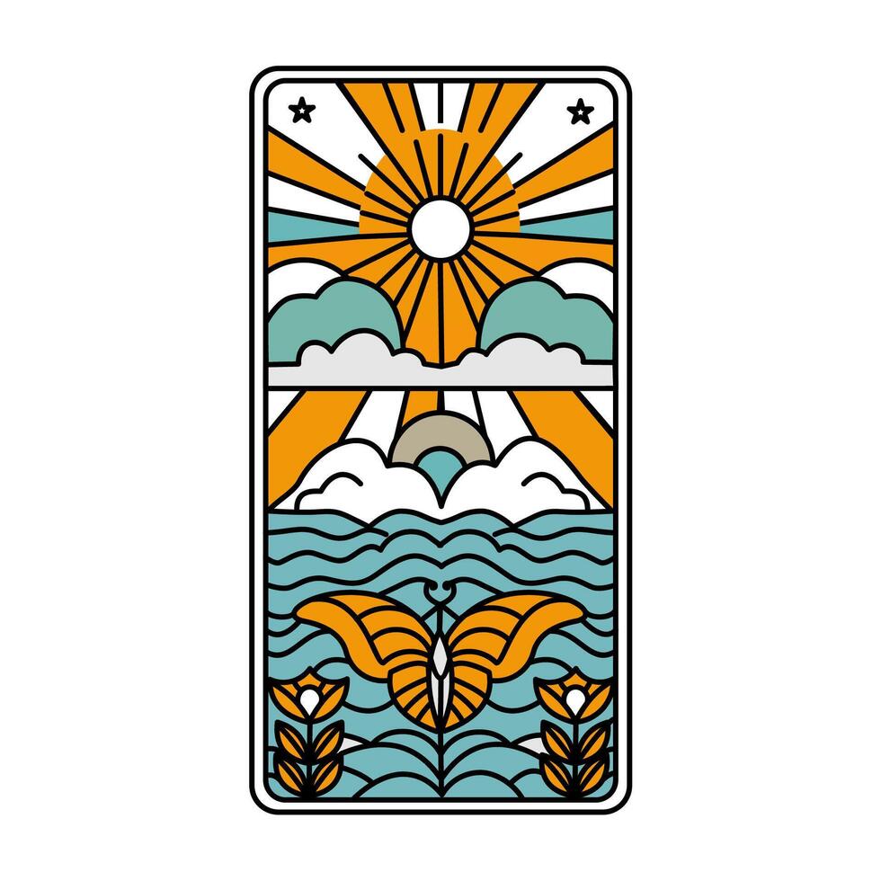 monoline vectors simple butterfly tarot card