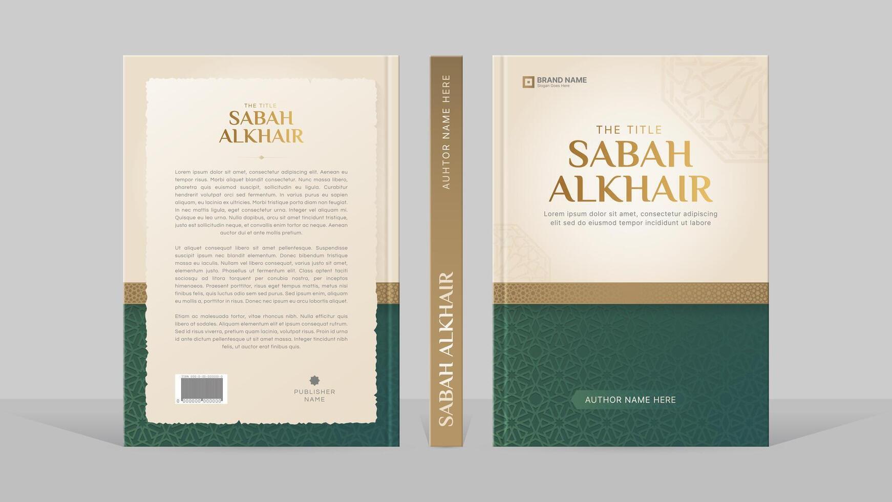 Islamic Book Cover Template Design with Arabesque Arabic Pattern and Design Elements vector