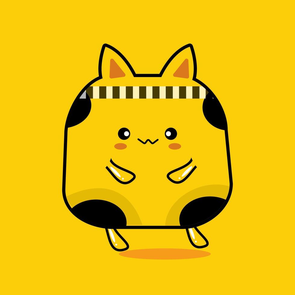 a cartoon cat with a yellow background vector