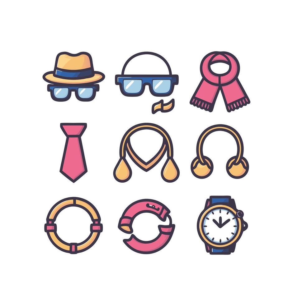 Clothing Emoticons icon illustration set vector