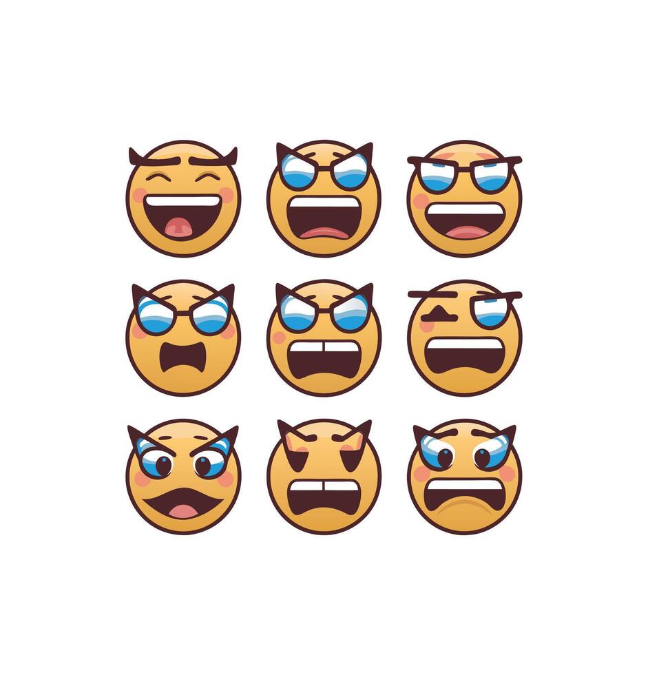 Fantasy emoji icon illustration set vector
