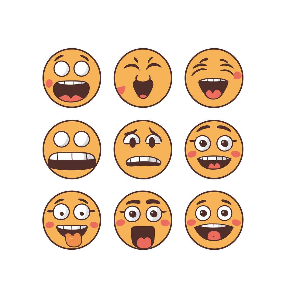 Emoticons icon reaction mixed feeling set vector