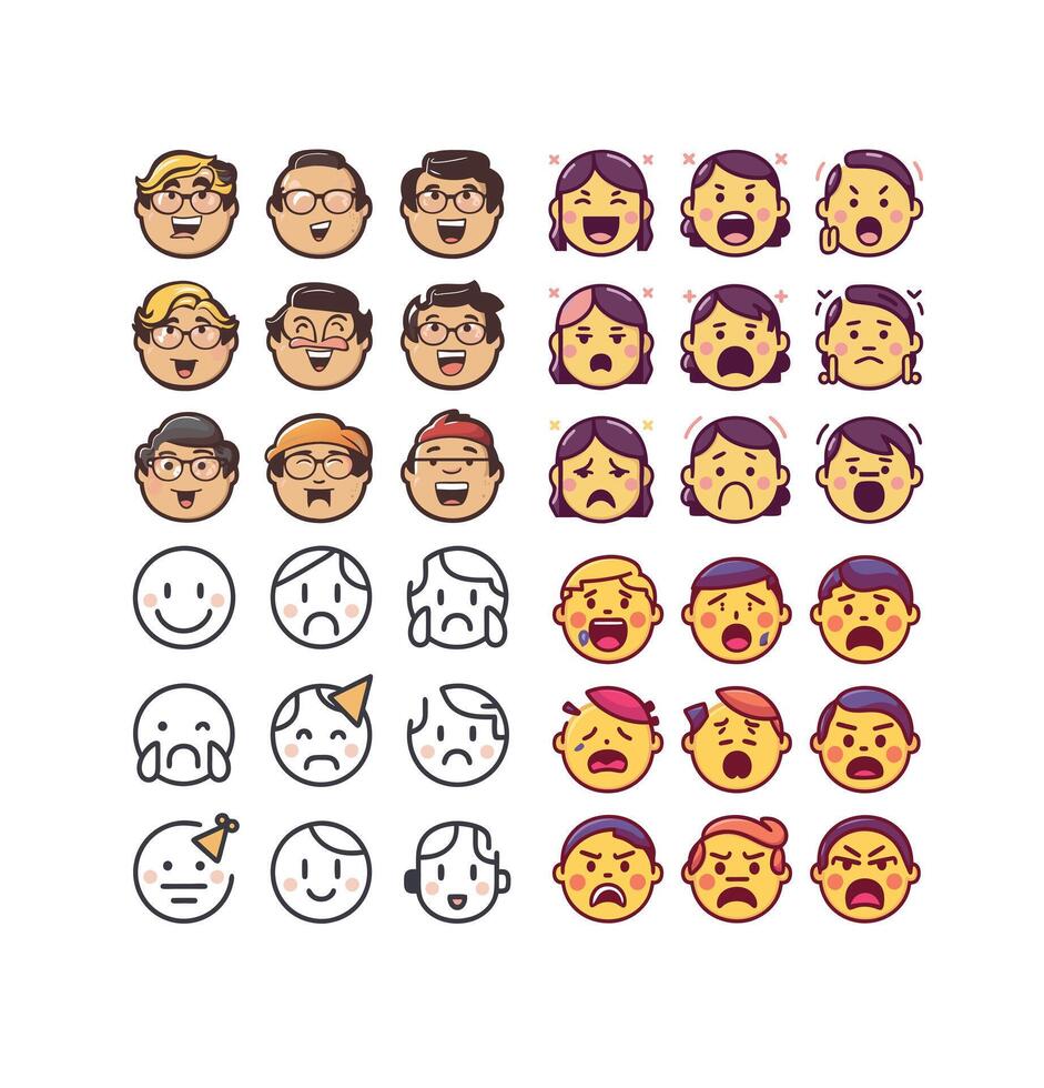 Peoples emoticons icon illustration set vector