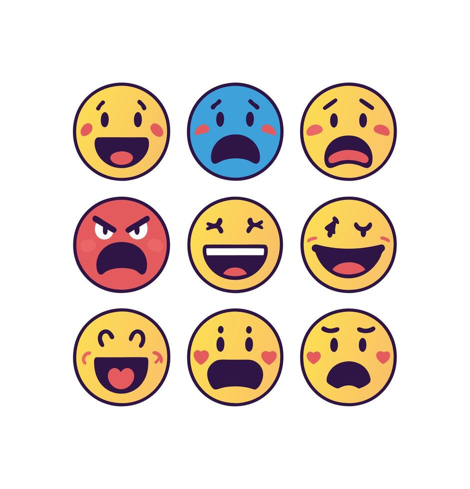 Gestures emoji icon illustration set vector