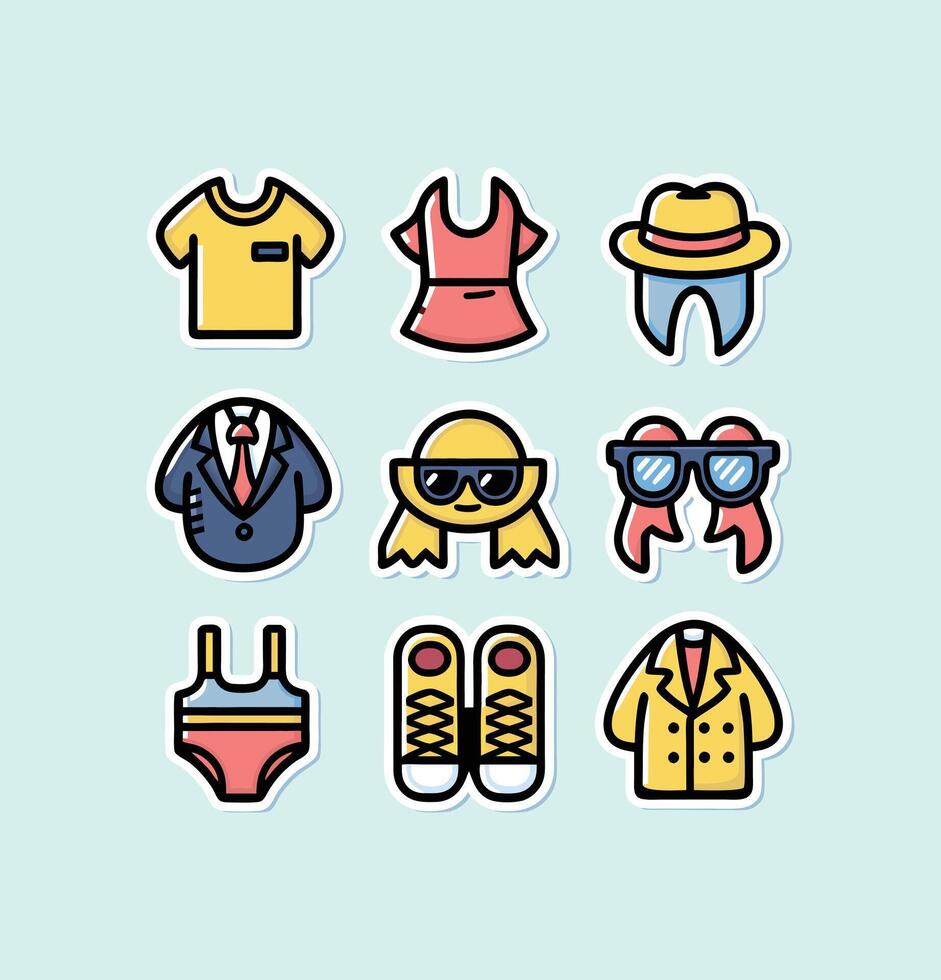 Clothing Emoticons icon illustration set vector