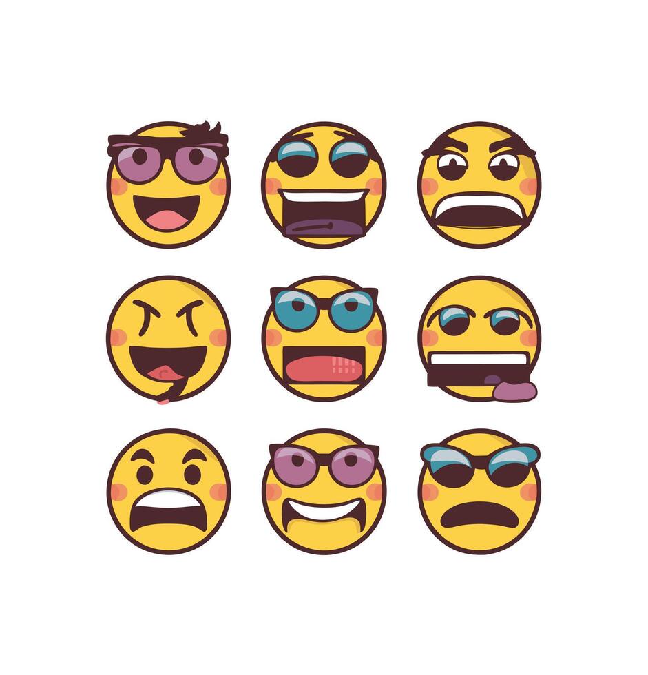 Fantasy emoji icon illustration set vector