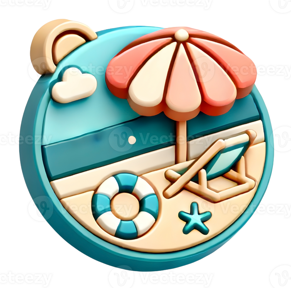 beach umbrella 3d icon vacation theme png
