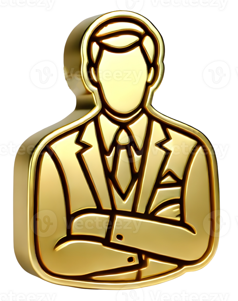 Gold Suit Icon of Man Celebrating Employee png