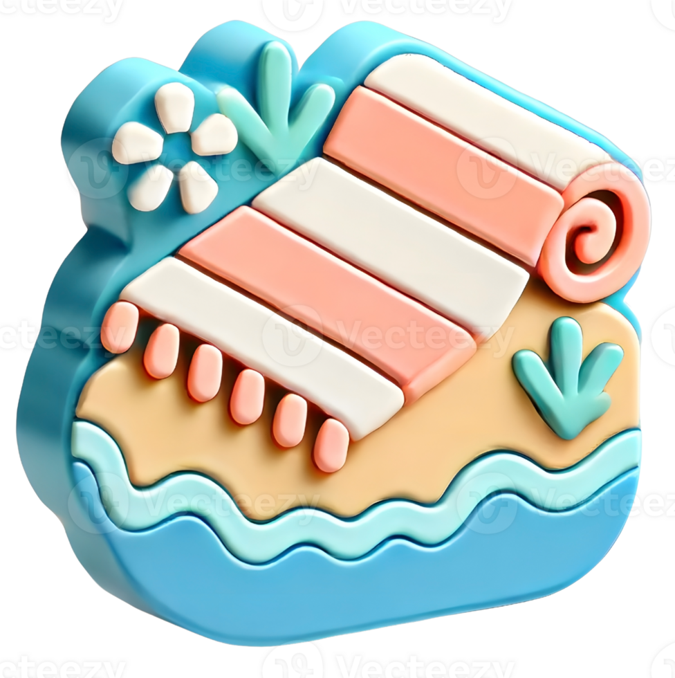 3d icon beach towel vacation theme png
