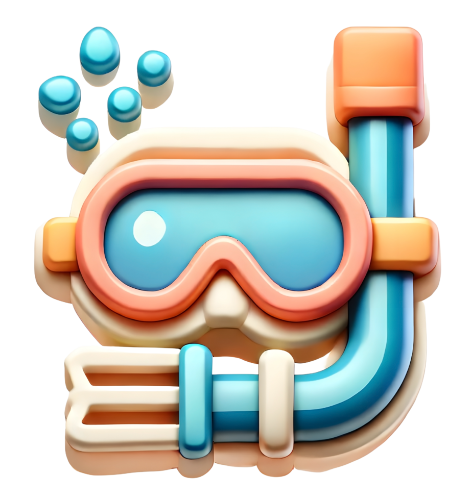 snorkel gear beach vacation theme 3d icon png