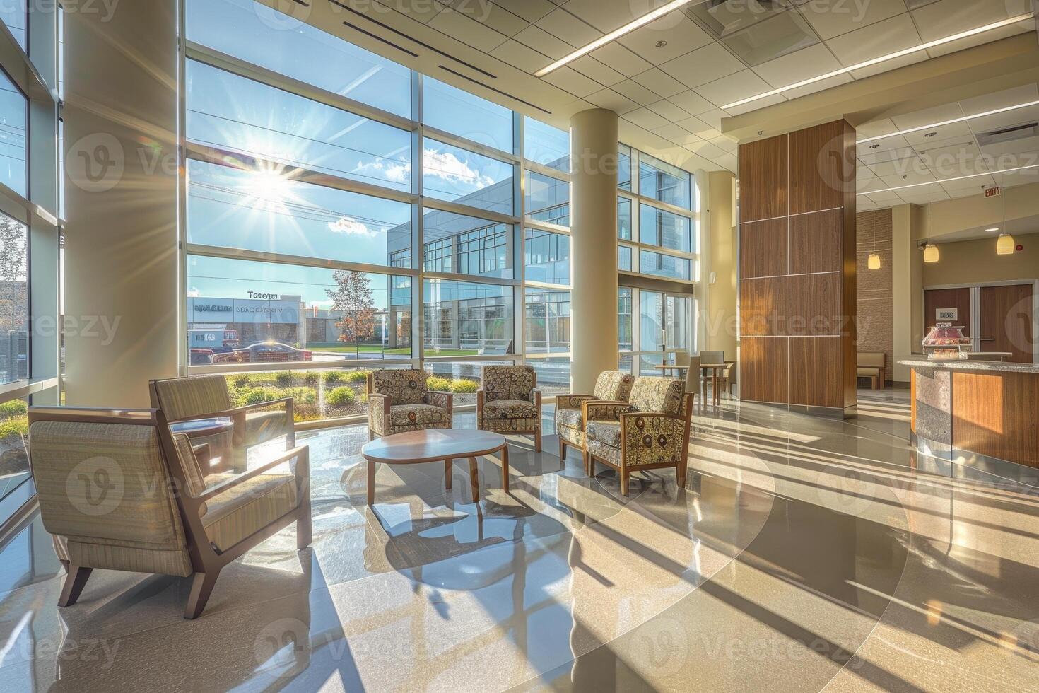 A large room with a lot of windows and a lot of chairs photo