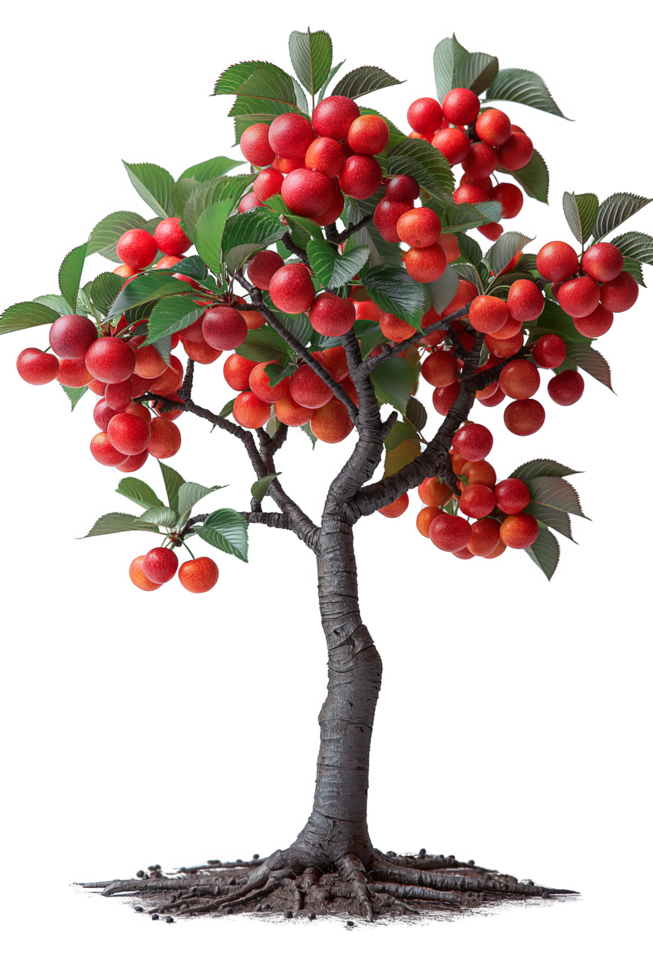 Cherry Tree with Fruit, Leaves, and Branches png