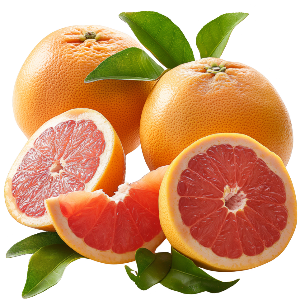 Sweet Grapefruits with Leaves and Stems png