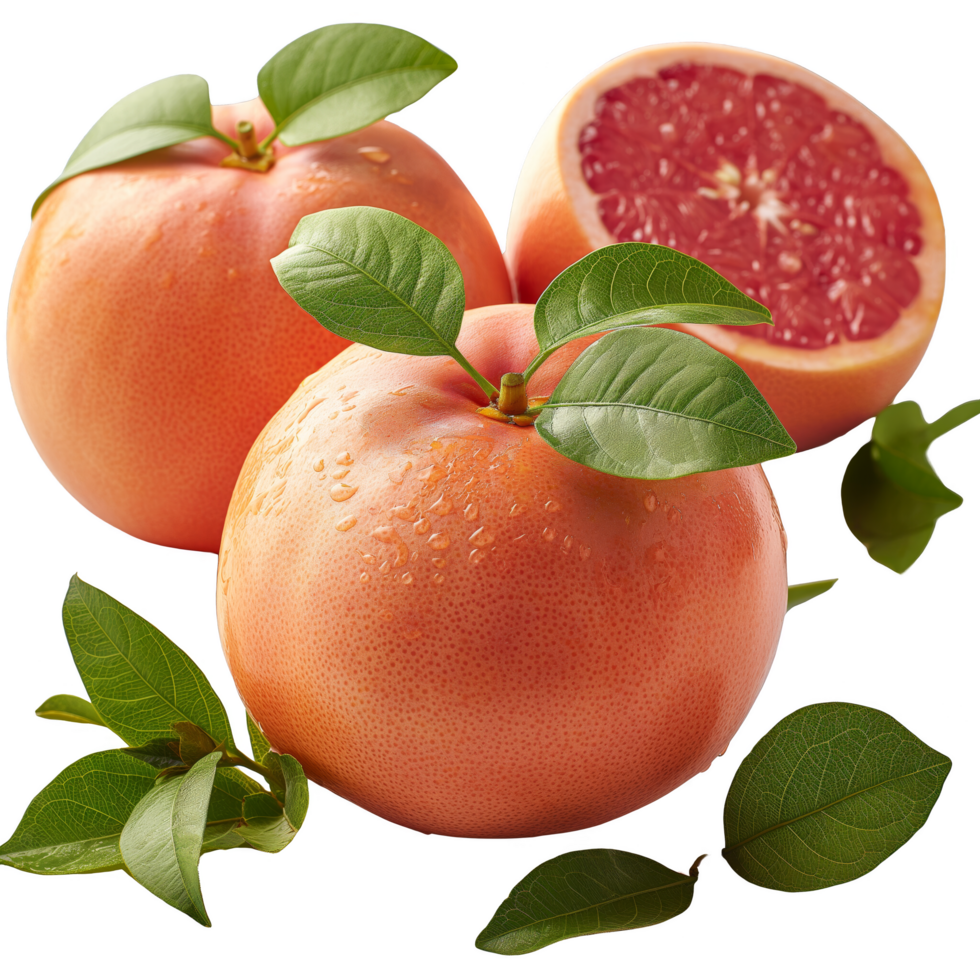 Juicy Pomelos with Leaves and Stems png