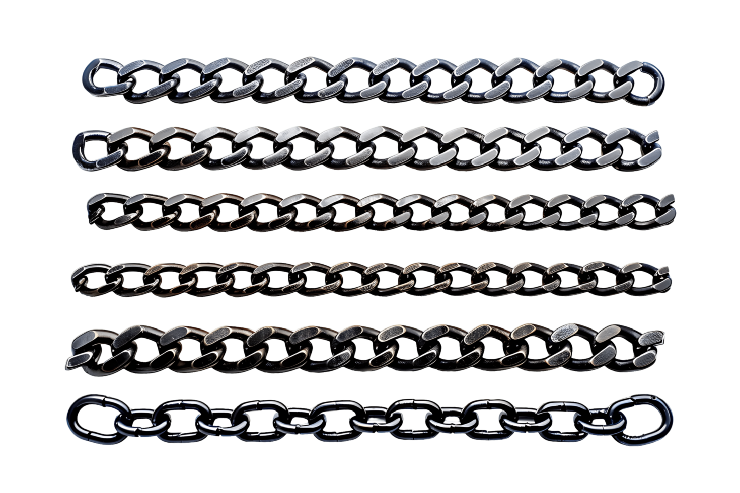 Set of Metal Chains Isolated on transparent png