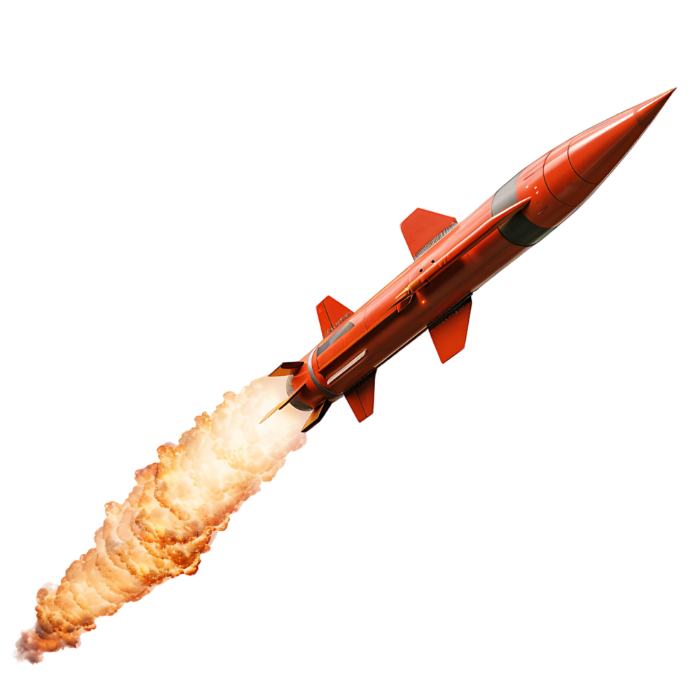 Isolated Missile with Fire Trail png