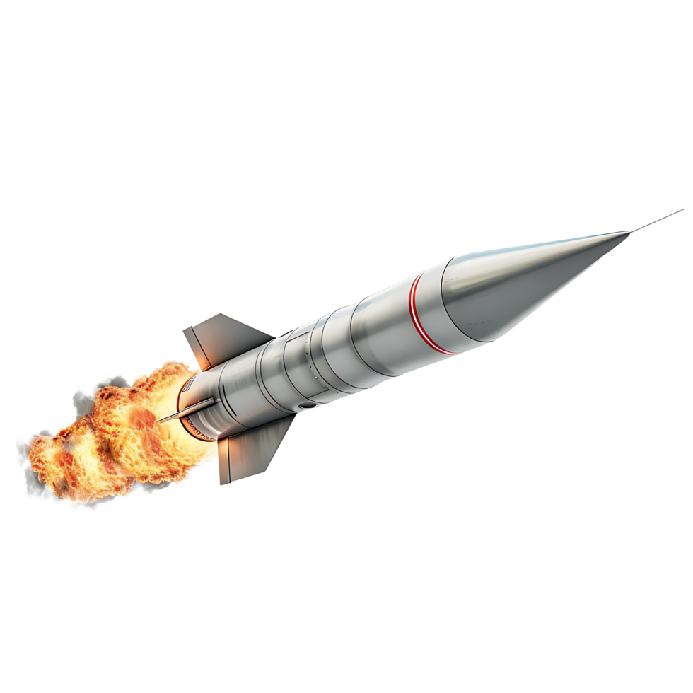 Missile with Fire Trail on Clear Background png