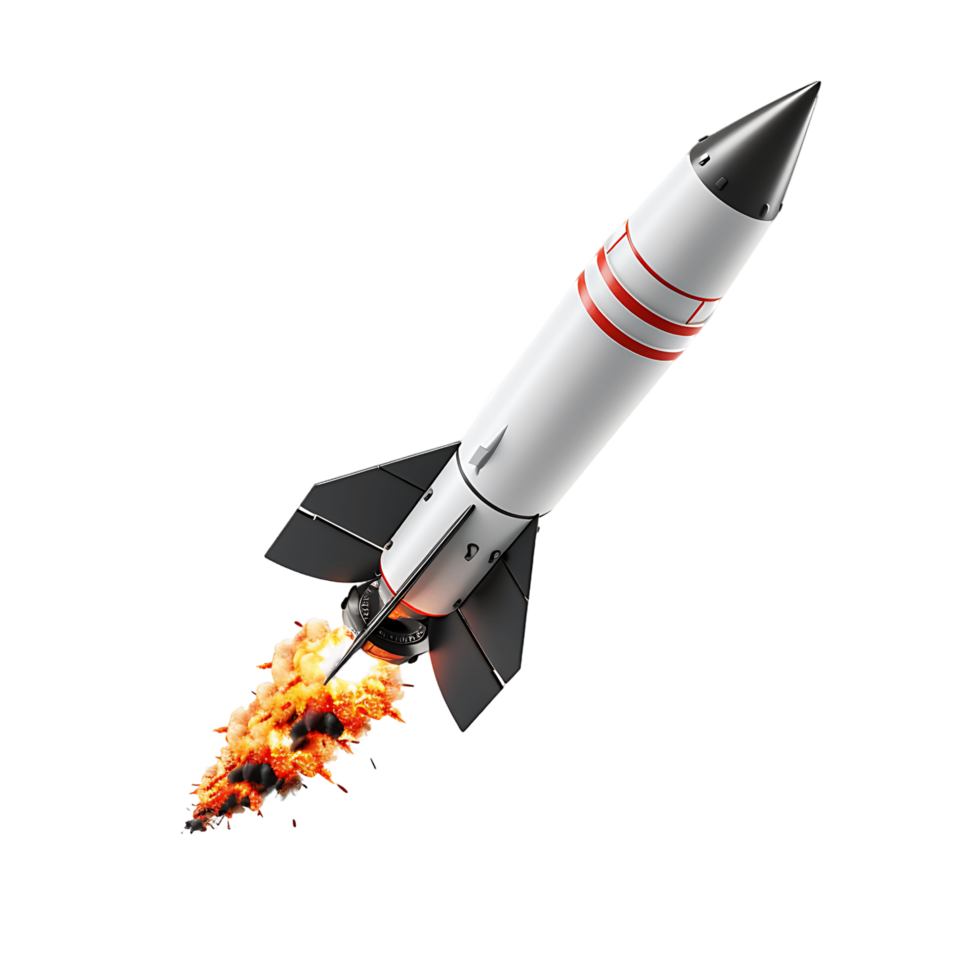 Isolated Rocket Launch with Fire png