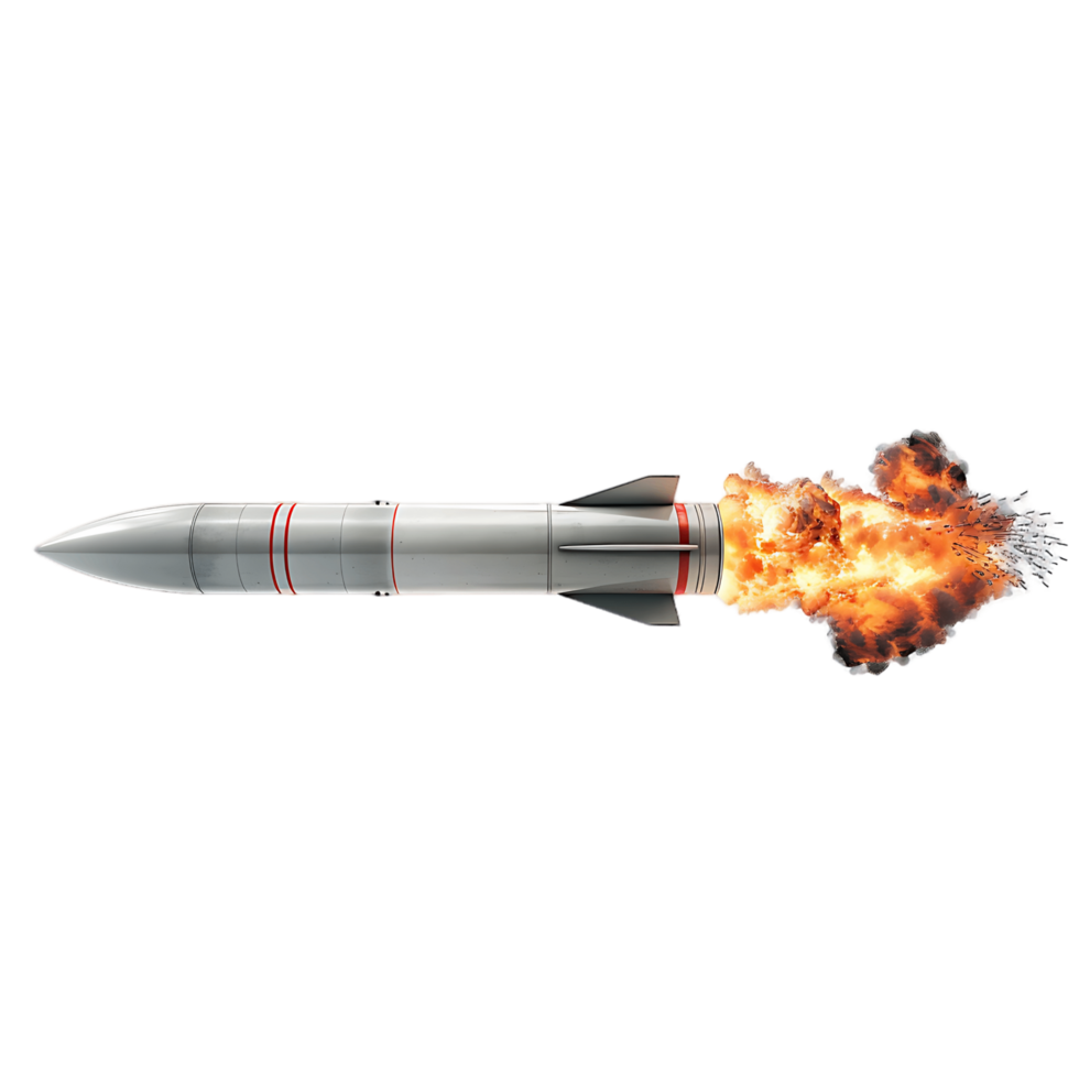 Isolated Missile Launch with Flames png