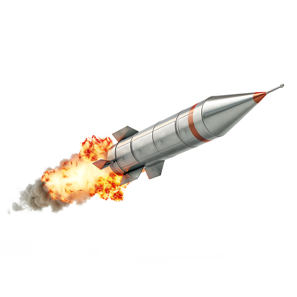 Rocket with Flame Trail Isolated png