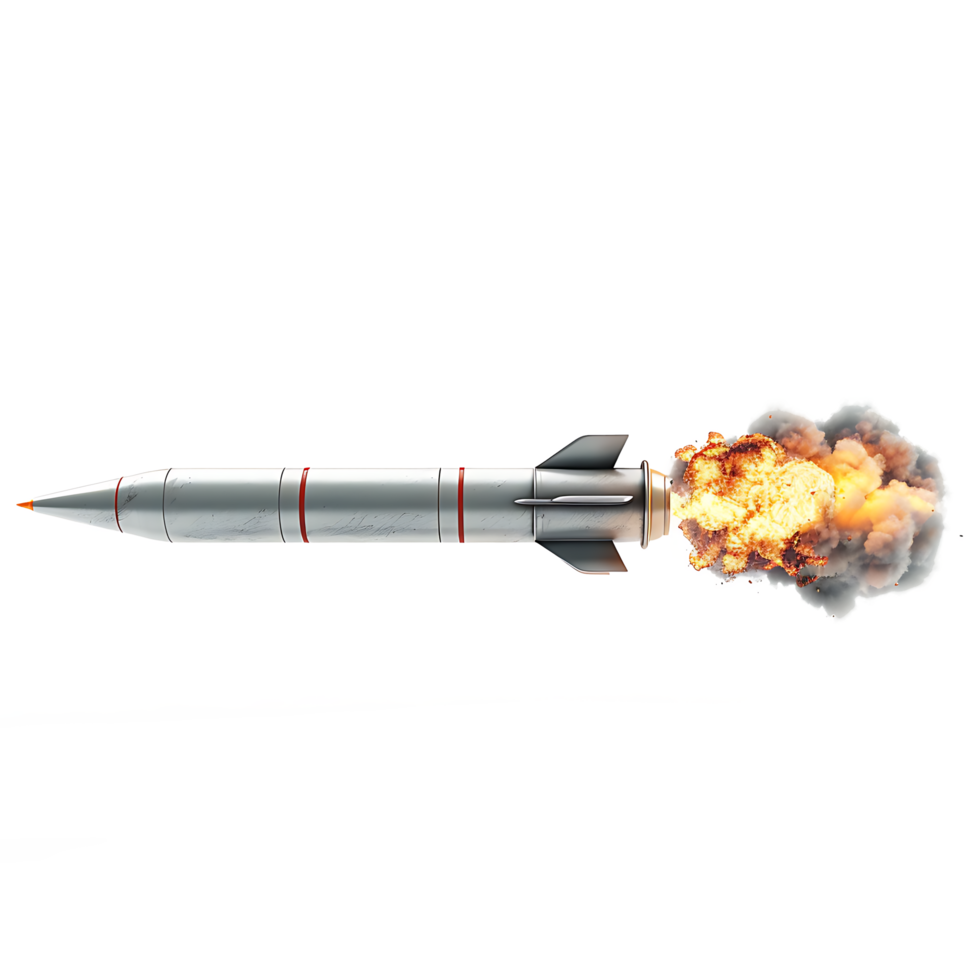 Fire Trail Rocket on Clear Background png