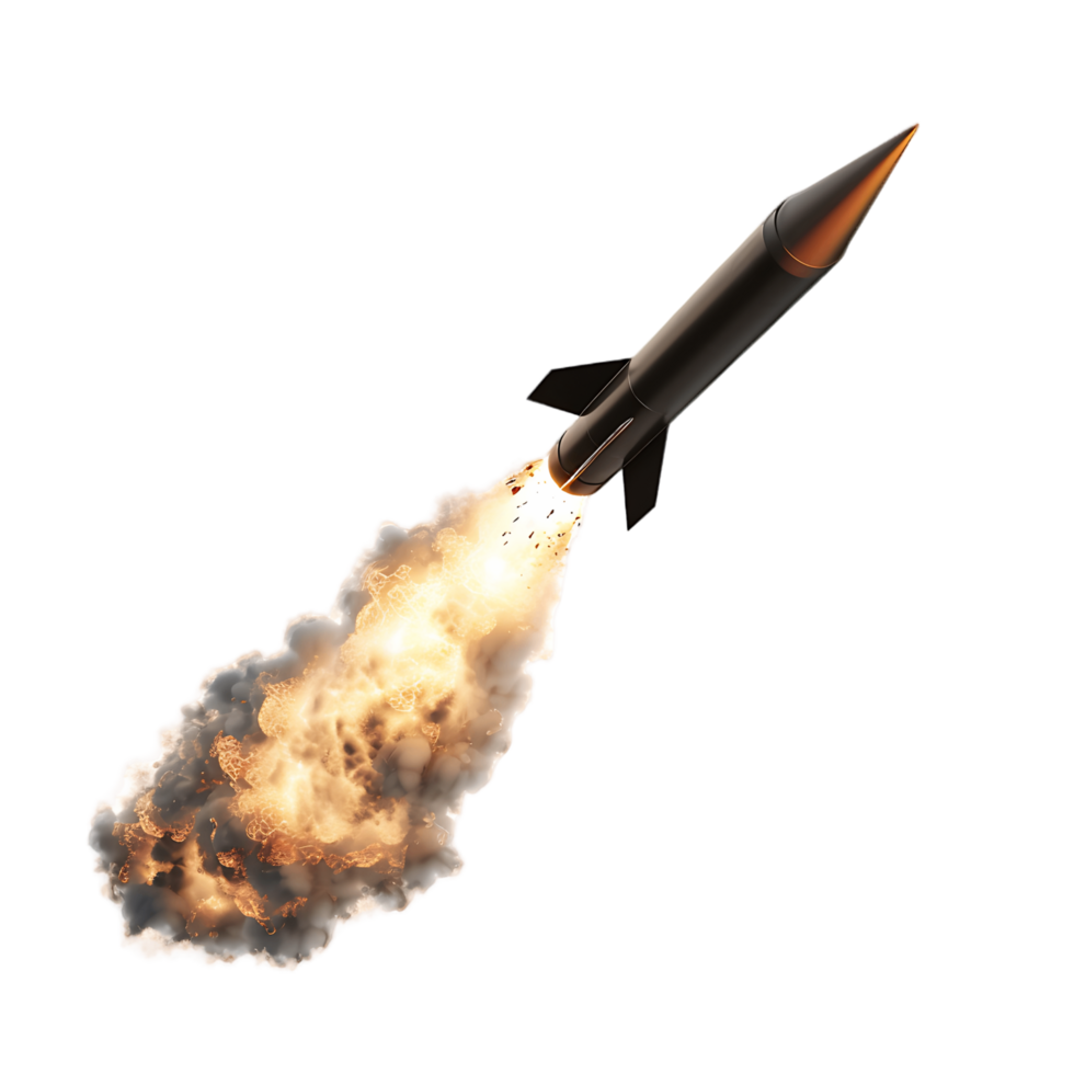 Rocket with Fire Trail Isolated png
